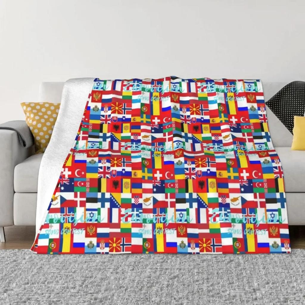 Eurovision Flag Art Throw Blanket Fluffys Large Fluffy Blankets#