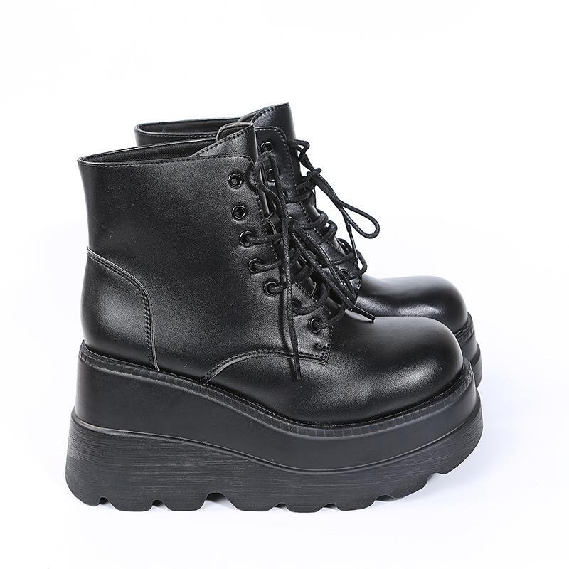 Женские кожаные ботильоны на танкетке, европейские и американские, толстая подошва, большой размер, короткий ремешок, для весны и осени 2026