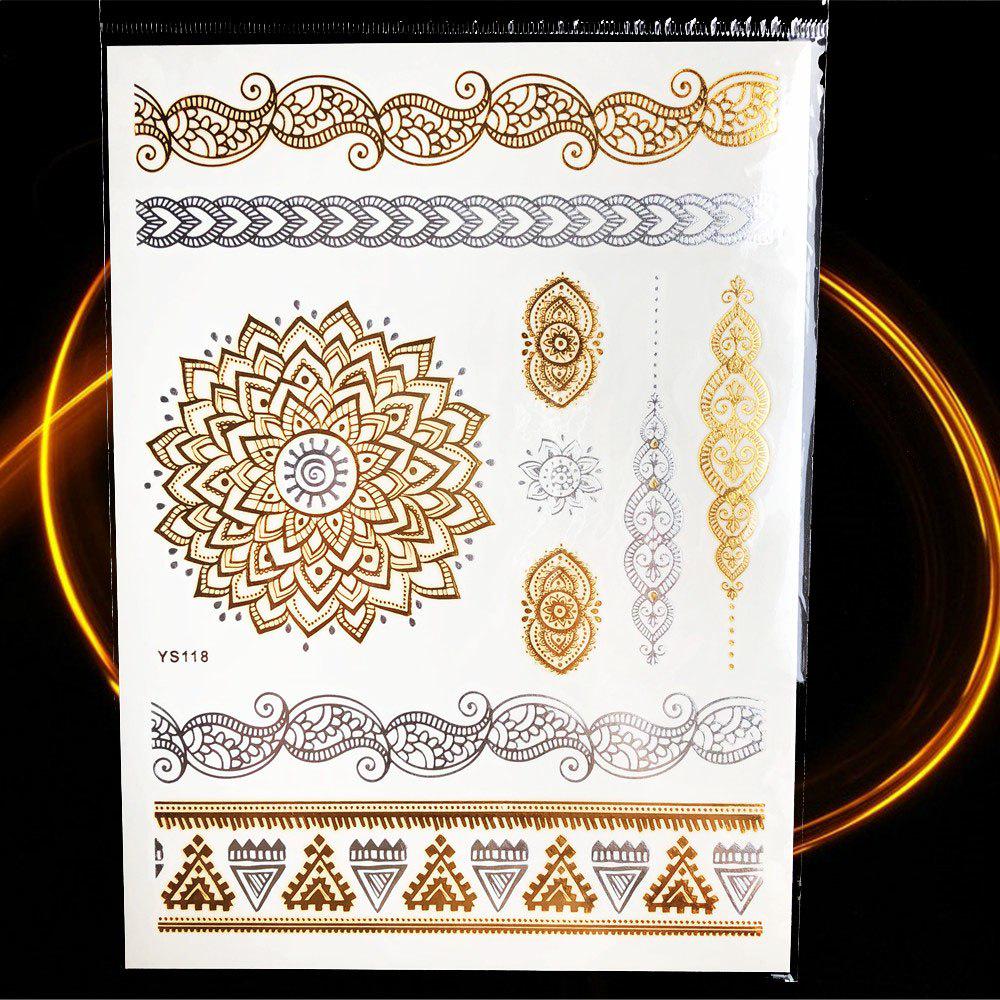 1PC Women Body Art Gold Metallic Tattoo Sticker Chain Bracelet Fake Jewelry