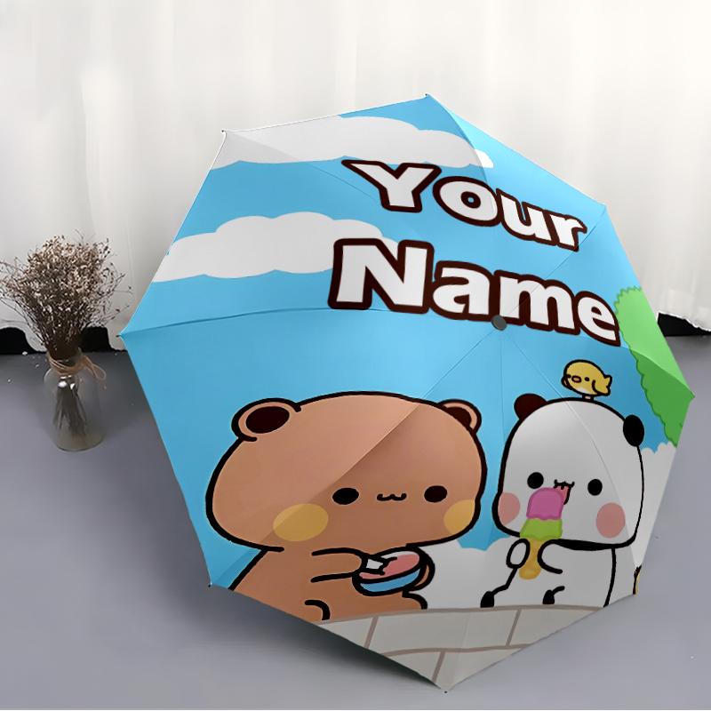 Personalized Name Yier BuBu Bear Print Umbrella - Automatic Open/Close, Eight-Rib Durable Frame, Automatic Folding Umbrella