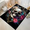 Skull and Floral Design Carpet with Roses and Abstract Elements Suitable for use as an anti-slip for living room bedroom sofas