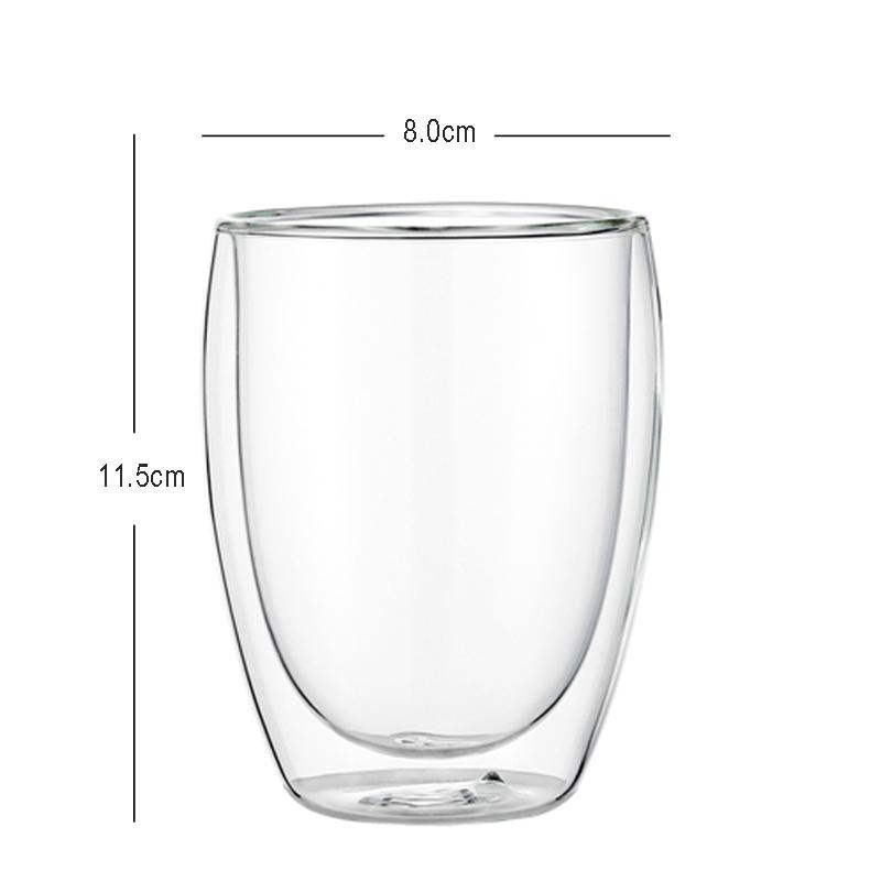 2Pcs 350ML Double Wall Glass Cup Borosilicate Insulated Glass Coffee Cup Milk Tea Mug Drinking Glasses for Home Cafe Office