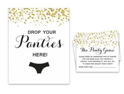 Inkdotpot Игра для девичника 1 ЗнакA    30 Карточка размераA  Белое золото конфетти Девичник Вечеринка по случаю помолвки Сними трусики