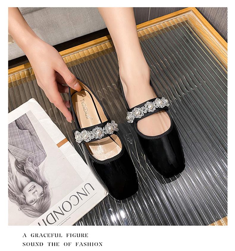 Новые женские туфли на плоской подошве, весенние красивые туфли с круглым носком и кристаллами, повседневные туфли из лакированной кожи, без застежек, большие размеры 33-43