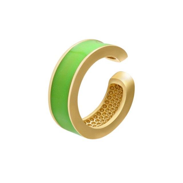 Одинарные серьги-каффы, неоновый зеленый, желтый, яркие флуоресцентные украшения, геометрические круглые U-образные серьги-клипсы без пирсинга, серьги-каффы Aretes