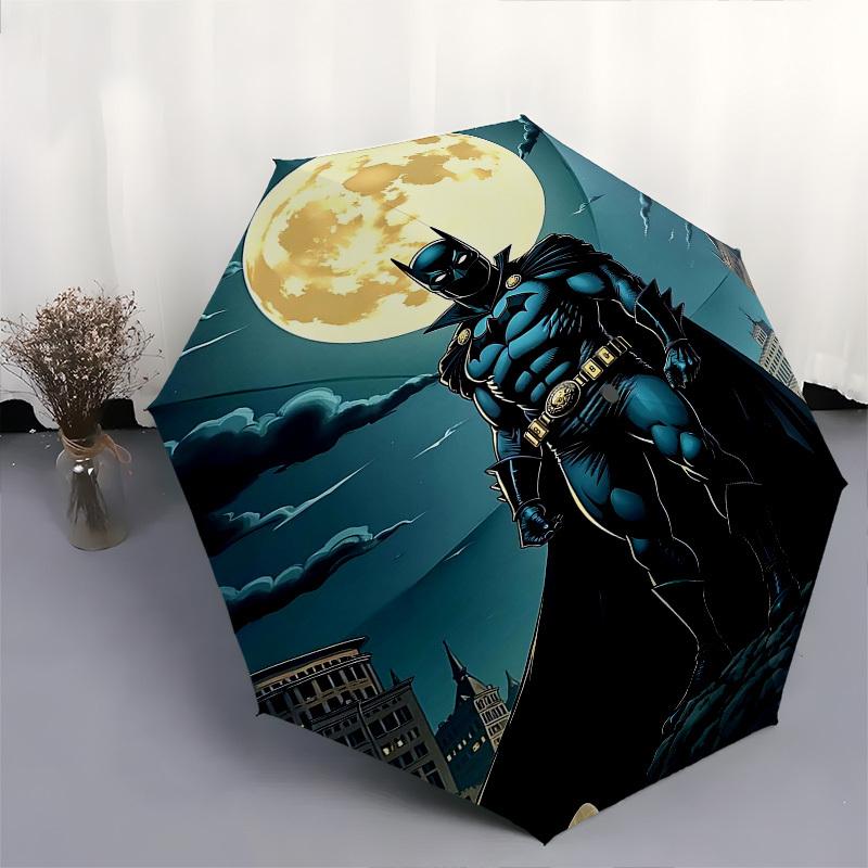 1pc Batman full moon Automatic Folding Umbrella - Compact 8-Rib Design, Durable Plastic & Iron1265L