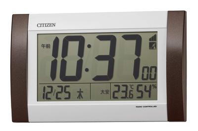 RHYTHM Citizen R188 Цифровой настенный будильник Настенный термометр и гигрометр x x CITIZEN Радиоуправляемые часы, Часы, Часы, Календарь, Дисплей, Коричневый, 24.0