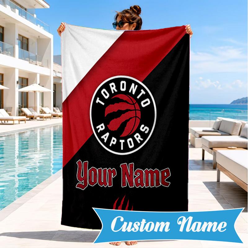 Custom Name Raptors basketball Logo Personalized Microfiber Beach Towel, Quick-Dry, Ideal for Summer Travel, Beach Essential, Swimming