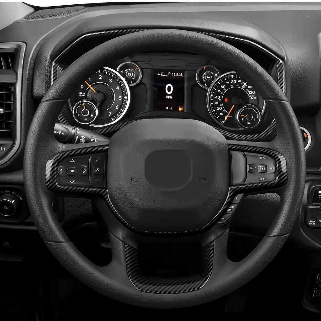 For Dodge RAM 1500 2500 3500 2019-2026 Car Dashboard Frame Panel Carbon Fiber Interior Sticker ABS Trim Accessories