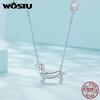 925 Sterling Silver Dachshund Dog Pendant Necklace Chain for Women