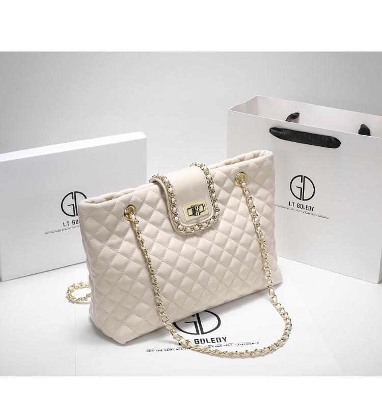 2022 Женская сумка-тоут из натуральной кожи большой вместимости с цепочкой