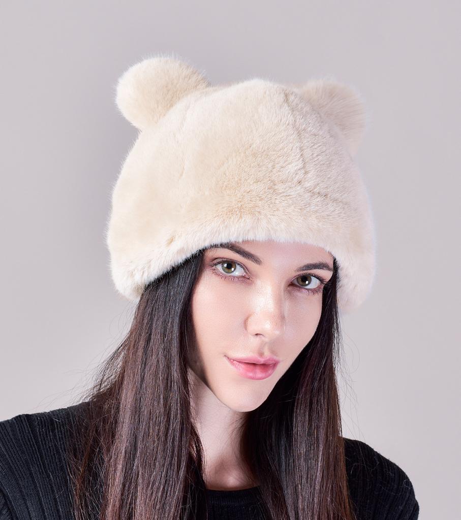 Женская зимняя теплая шапка-ушанка с имитацией меха норки, женские осенние и зимние комплекты женских шапок с искусственными волосами, уши панды, милые