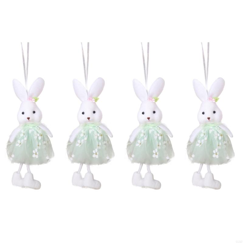 92MF 4Pcs Holiday Bunnies Ornaments Multicolor Hanging Decorations for Party