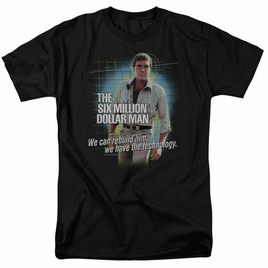 The Six Million Dollar Unisex Technology T Shirt Herren Lizenziert Klassisch Tv Schwarz Vintage Homme Top For Everyday Wear