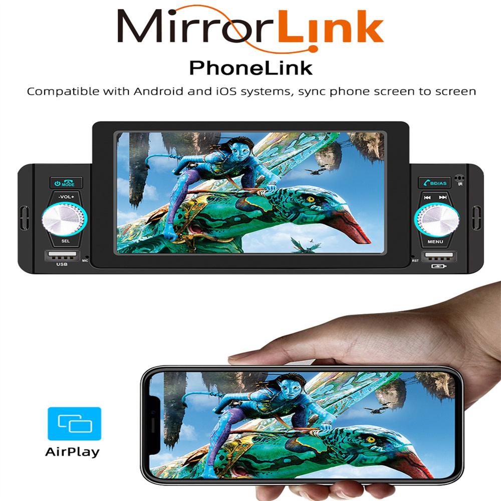 1 Din 5'' Car Radio Multimedia MP5 Player Compatible with Carplay Android Auto