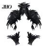 Feather Shawl 1 Set Fake Collar with Wrist Ring Gothic Style Imitation Adjustable Velvet Strap Hollow Out Lace Unisex Model Stage Show Performance