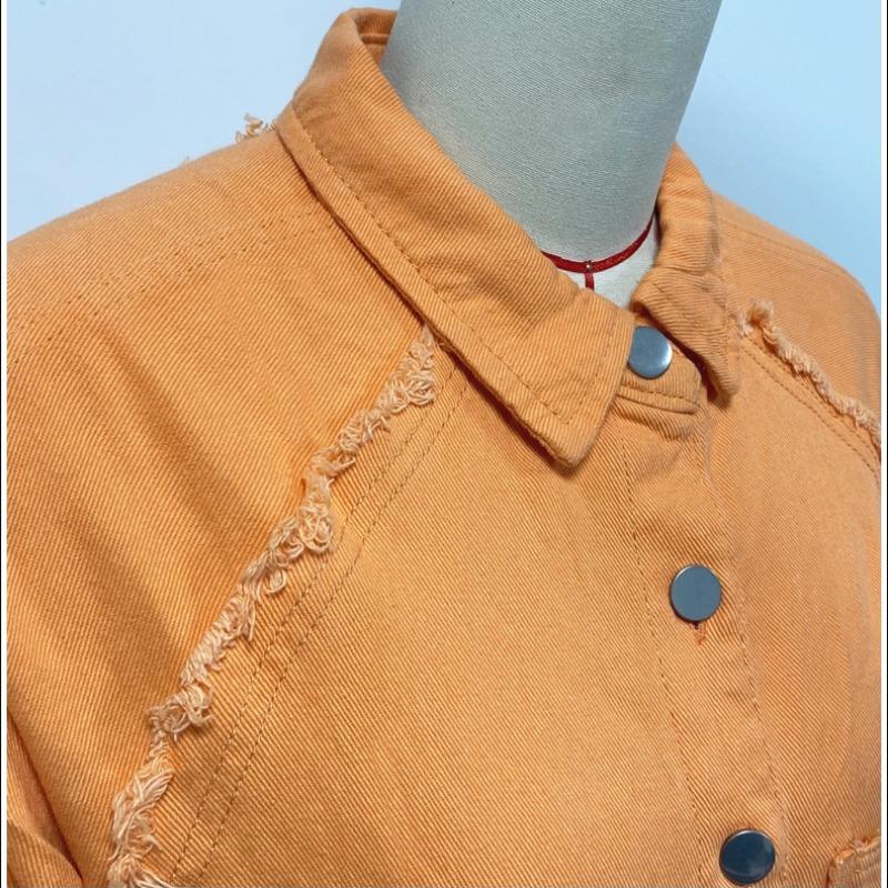 YYFS Осенняя женская джинсовая куртка с длинным рукавом, свободная куртка миди с необработанным краем