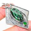 Ruby In Zoisite, Diopside  Ethnic 925 Silver Jewelry Pendant 2.60" E0l11