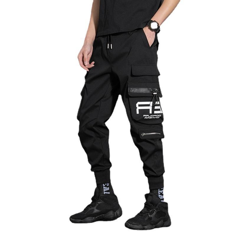Мужские однотонные брюки-карго с несколькими карманами, свободные спортивные штаны, уличная одежда, брюки-карго, шаровары, брюки для бега, мужские брюки