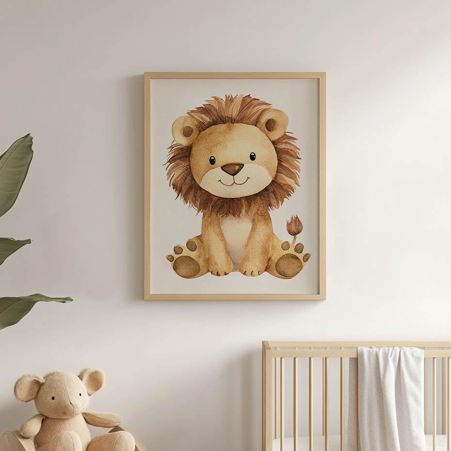 Plakat Uroczy Lew Plakat Uroczy Lew, 70X100 Cm, Rama Drewniana Ciemny Brąz, Papier Matowy 230 Gsm