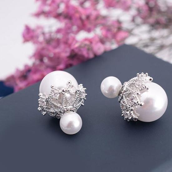 Double Sided Imitation Hollow Flower Ball Ear Stud