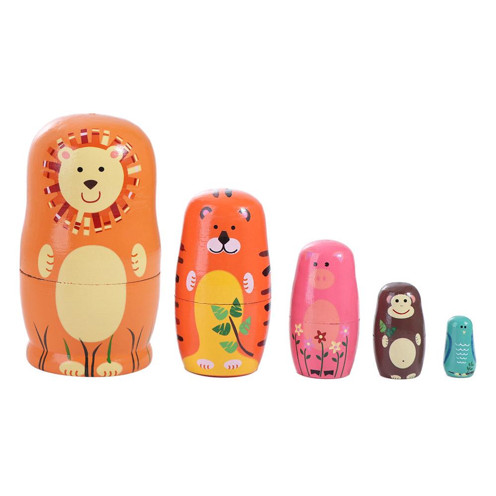 Animals Pattern Matryoshka Doll Toys Wooden Stacking Dolls Home Decor Nesting Dolls Decor Crafts