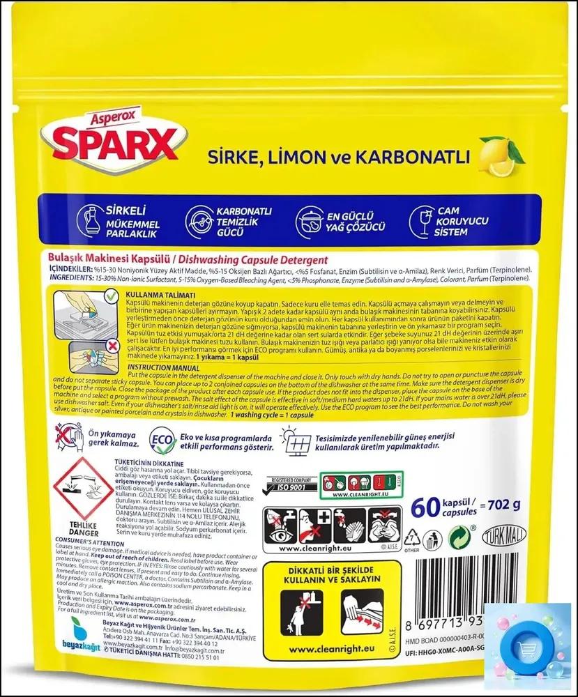 Dishwasher capsules, 60 pcs. (ASPEROX SPARX DIAMOND 60 DISHWASHING CAPSULES)