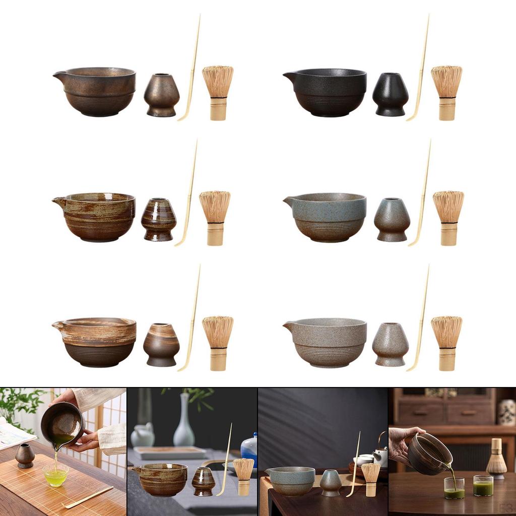 4 шт. Чаша для матча, бамбуковый венчик и держатель, чай для влюбленных, инструменты для церемонии