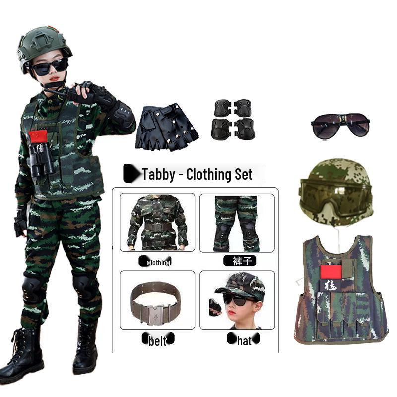 Детский камуфляжный тренировочный костюм «Маленький солдат»: Длинный рукав с военным жилетом