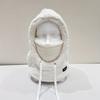1PC Women's Winter Plush Mask Cap - Elastic Drawstring Closure, Light and Warm, Solid Color Soft Polyester Fiber Material, Hand Washable