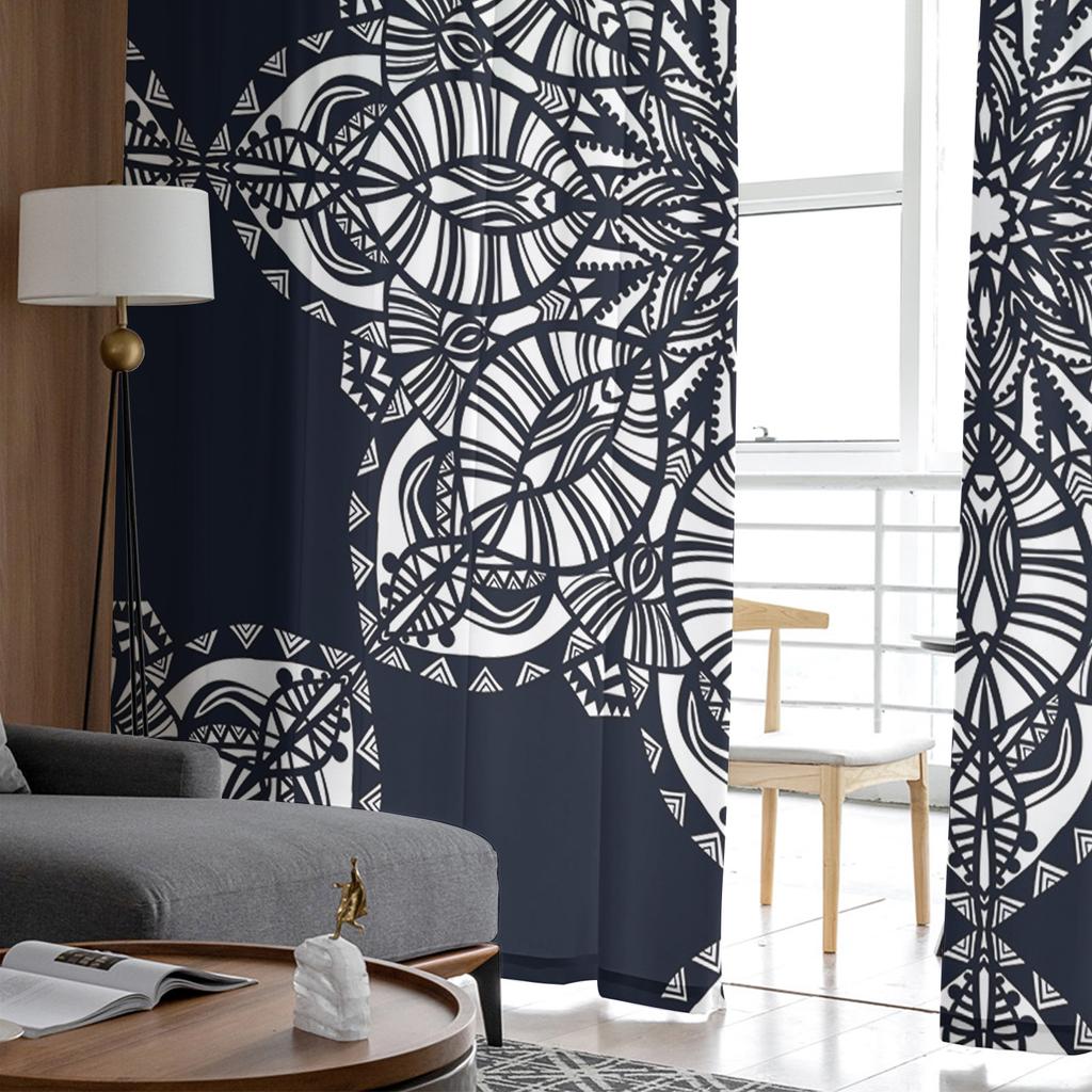 Текстура Цветочная Мандала Абстрактные Линии Оконные Шторы Для Гостиной Спальни Кухни Шифон Прозрачные Оконные Украшения