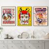 Anime Manga Ramen Food Canvas Poster Cartoon Cat Eating Ramen Print Pictures Funny Wall Art Painting Kitchen Kids Home Decor