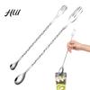 Bartender Gift for Drink Enthusiasts Stainless Steel Bar Spoon, Dual Head Swizzle Cocktail Stirrer with Shaker Accessory Threaded Stem, Professional