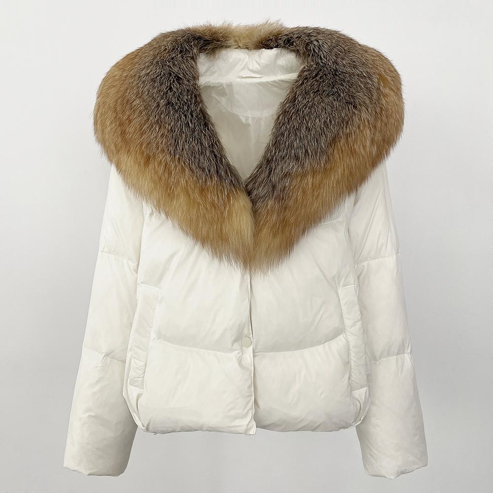 OFTBUY 2024, осенне-зимний новый пуховик из меха чернобурки со съемным меховым воротником, женское утолщенное теплое пальто из 90% белого утиного пуха