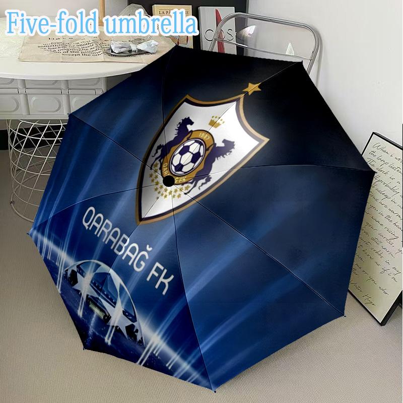 Soccer Team Qarabag Design Mini Five-Fold Lightweight Umbrella, Eight-Bone Frame, for Home Travel and Outdoor Use in Any Season Fan Gifts
