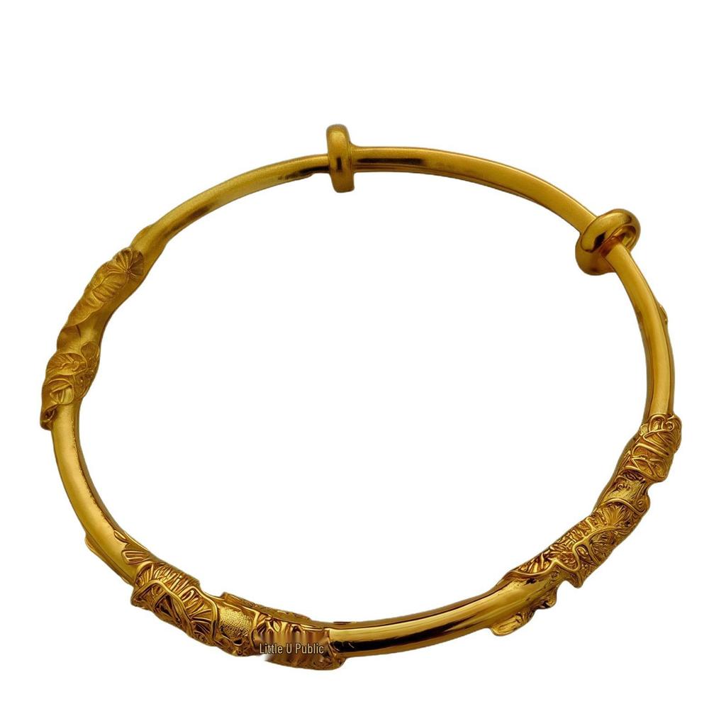 Позолоченный филигранный браслет-манжета с цветком - Регулируемый браслет пуш-пул для женщин, Идеальный подарок.