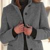 Женское зимнее пальто однобортное ретро воротник стойка длинные рукава кардиган на пуговицах