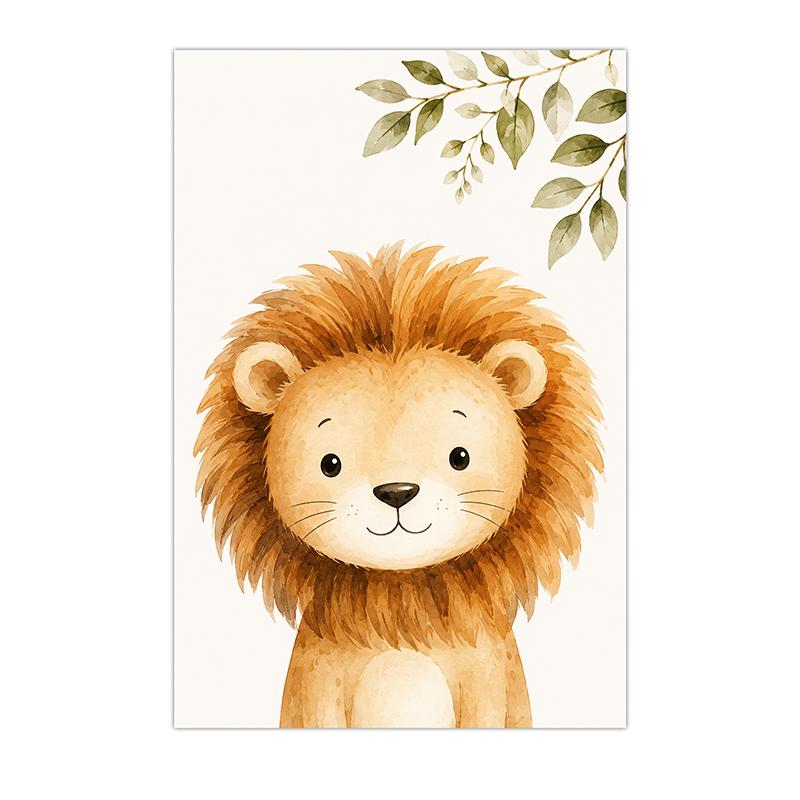 Watercolor Safari Animals Wall Art Cute Jungle Canvas Painting Poster Prints For Kids Room Nursery Decor