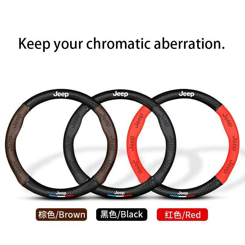 DAIFFT1 Car Steering Wheel Cover Anti-slip Napa Leather Steering Covers For Jeep Grand Cherokee Wrangler JK Gladiator Compass Renegade