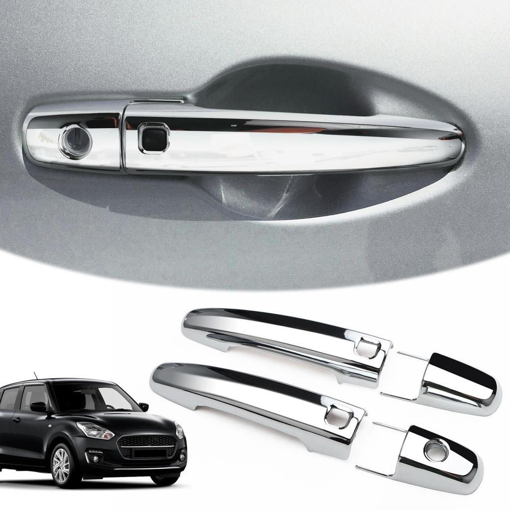 MARCHFA Door Knob Cover and Door Handle Garnish Set for Suzuki Swift & Swift Sport 4th Generation (2016-2023) - Chrome Silver