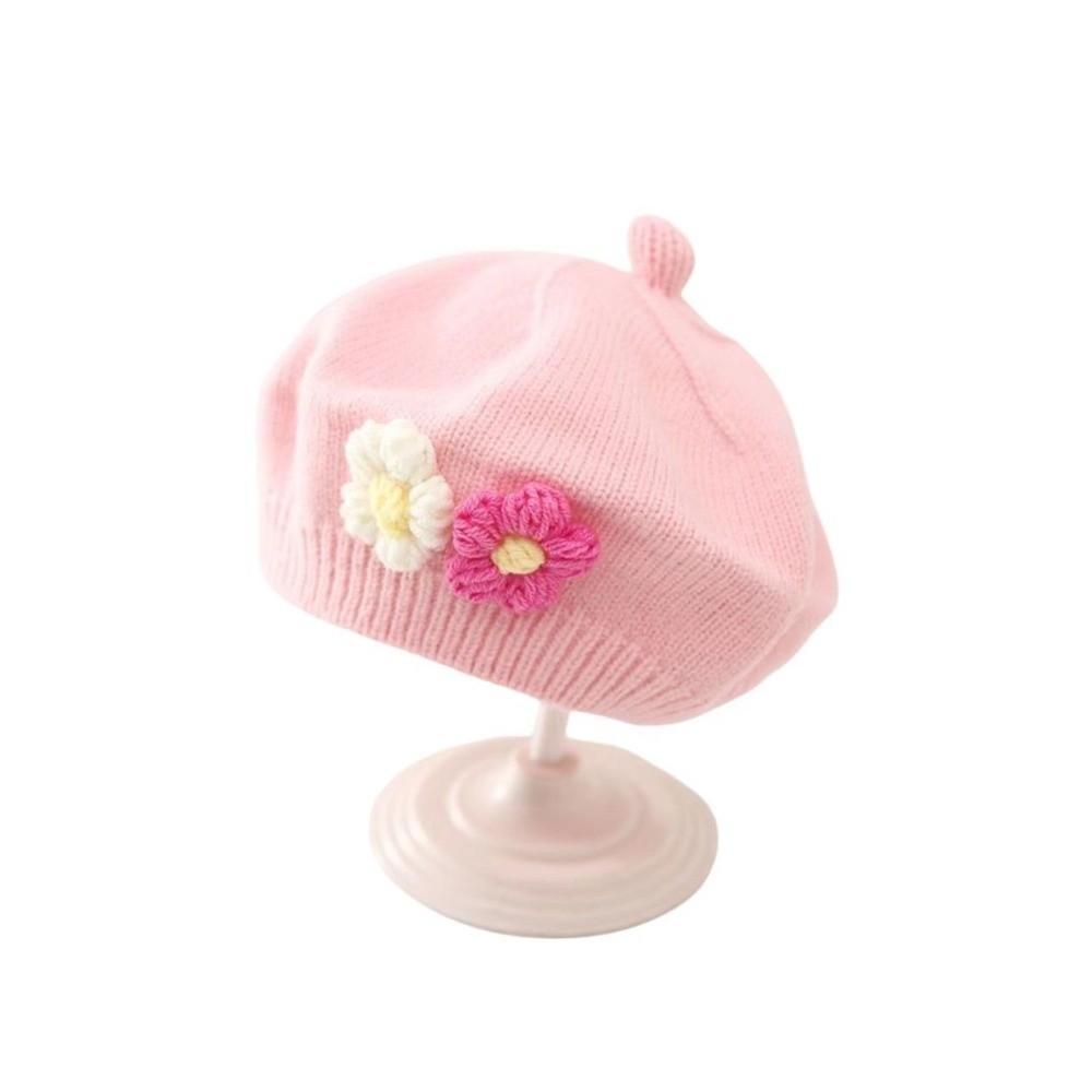 Cute Flower Toddler Beret Hat Comfortable Beanies Cap Fashion Knitted Hats Autumn Winter