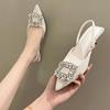 Autumn New Luxury Rhinestone High Heels Women Heeled Sandals Sexy Slingback Sexy Pumps Elegant Heels Pointed Toe Shoes