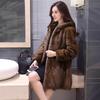 Women's Long Hooded Faux Mink Fur Coat - High-End Thickened Design
