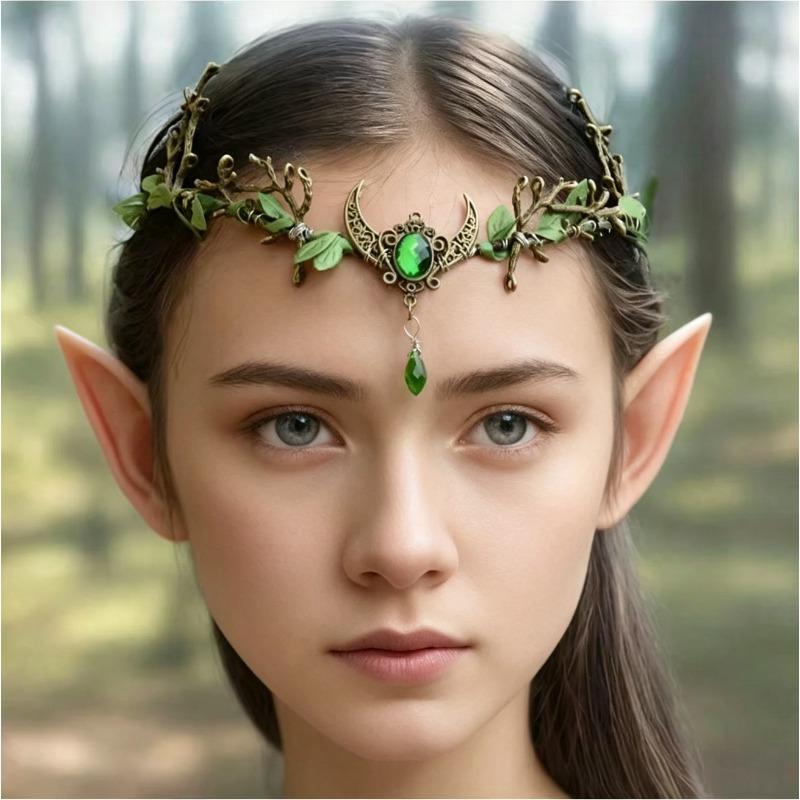Хэллоуинская повязка на голову с рогами эльфа, цветочная корона из лиан, повязка на голову с темными воронами