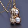 Christmas Gift for Women Peanut Necklace Women White Fake Pearl Necklace Clavicle Pendant Jewelry Rose Gold Titanium Creative
