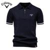 Callaway 2025 Весна/Лето Вышитая Новая Мужская Деловая Повседневная Шерстяная Рубашка Поло, Трикотажная Рубашка Поло с Отложным Воротником, Короткий Рукав