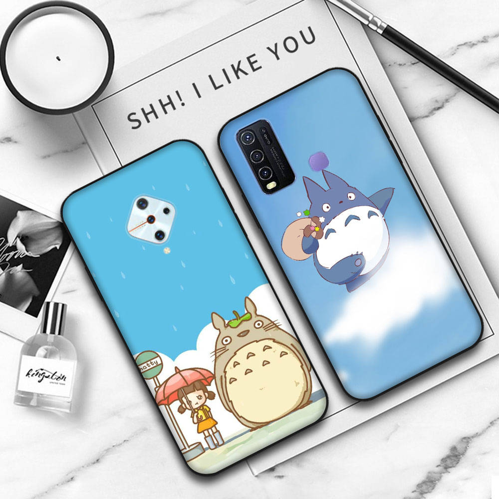 JW56 Cute Totoro Anime Black Soft Case for OPPO Reno 8 6 5 4 Pro Plus Find X3 A17 A3 A31 A38 A40 A53 A54 A55 A74 A76 A78 A77 A80 A94 A95 A96 Lite