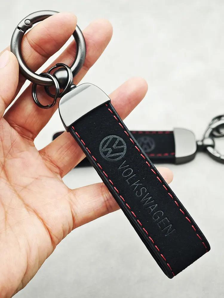 W162Car Sticker For VW Volkswagen Jetta MK5 Golf 56mm Car Wheel Center Caps Black Suede Metal Keychain 14mm VW Key Sticker For Volks