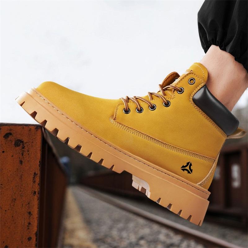 New Fashion Autumn And Winter Men's High Top Martin Boots Students Male Boys Trending Soft Sole Work Shoes Labor Protection Martin Sneakers