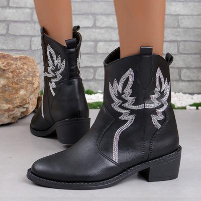 Новые женские ботинки весна и осень острый носок квадратный каблук средняя голень швейная нить ретро короткие ботинки